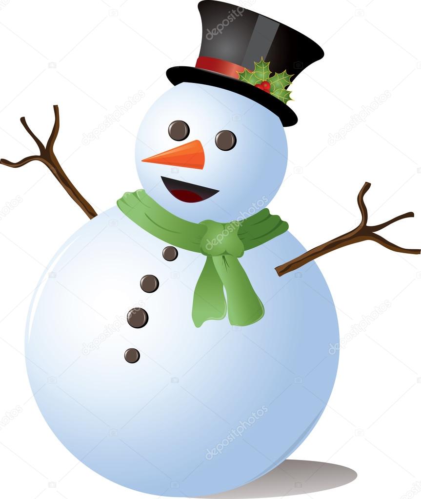 Clipart Illustration of a Snowman Wearing a Hat and Scarf
