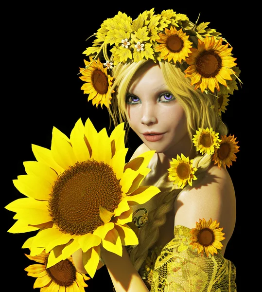 Chica girasol CA — Foto de Stock