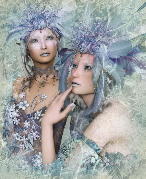 2 Winter Elves — Stock Photo, Image