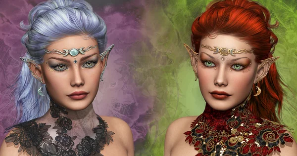 Two female Elven — Stock Photo, Image