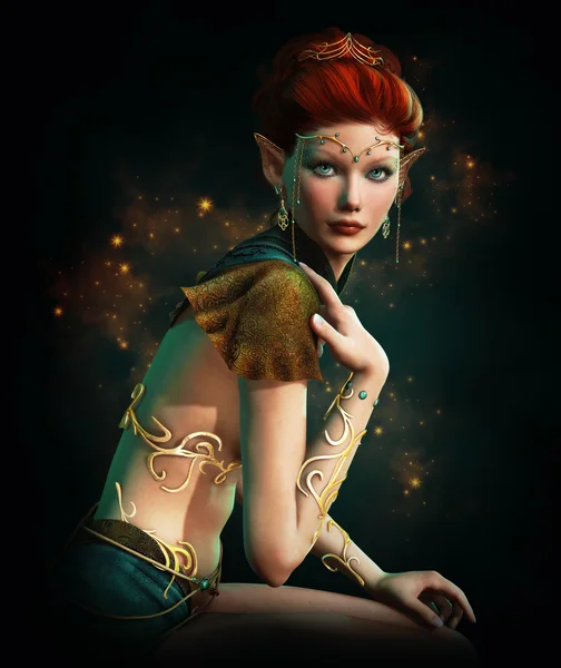 Princesse elfe avec bijoux turquoise — Photo