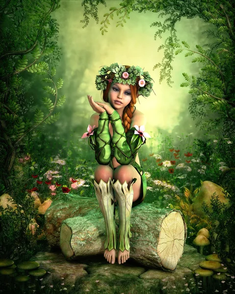 Sitting on a Tree Stump, 3d Computer Graphics — Stock Image Sitting on a Tree Stump, 3d Computer Graphics Stock Image