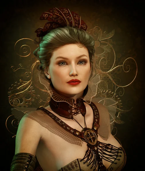 Steampunk moda dama 3d CG — Foto de Stock