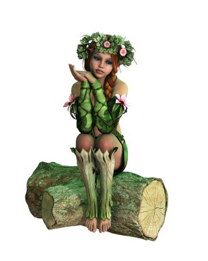 Sitting on a Tree Stump, 3d Computer Graphics clipart