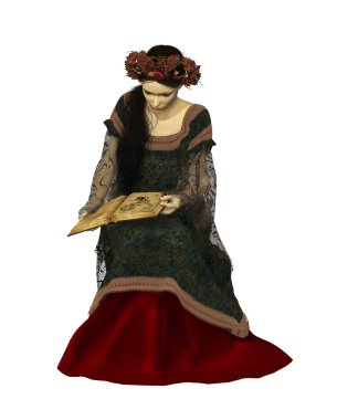 een vrouw die het lezen van een boek, 3D-cg