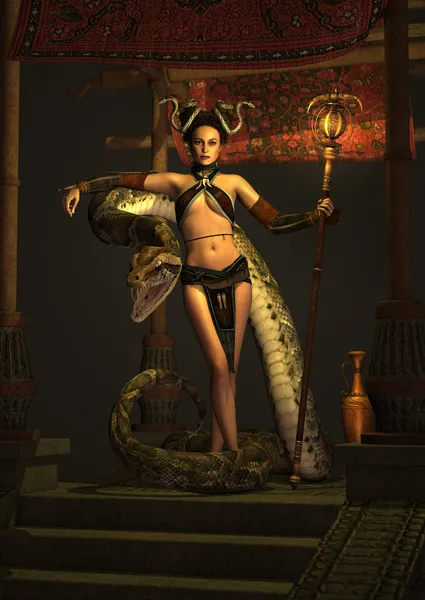The Snake Priestess 3d CG — Stock Photo, Image