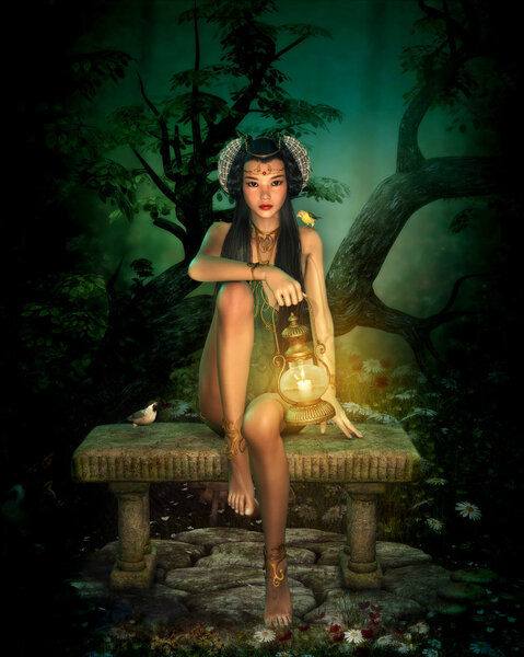 Ночью в Elvenforest 3d CG
