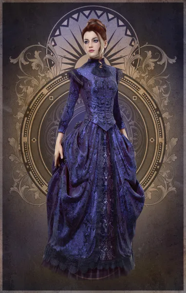 Purple Belle Epoque Gown, 3d CG — Stock Photo, Image