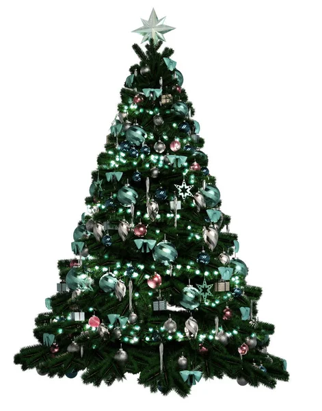 Computer Graphics Traditionally Decorated Christmas Tree — Stock Photo, Image