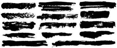 Boya silindiri, fırça darbesi baskı dokusu seti. Kirli izolasyon. Grunge tasarım elemanı sanatsal olarak dağınık afiş arkaplan koleksiyonu. Vektör
