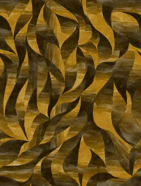 Kıvrımlı Dalgalar Renkli Altın Yaprak Kıvrımlı Çizgiler Stilize Edilmiş Soyut — Stok fotoğraf