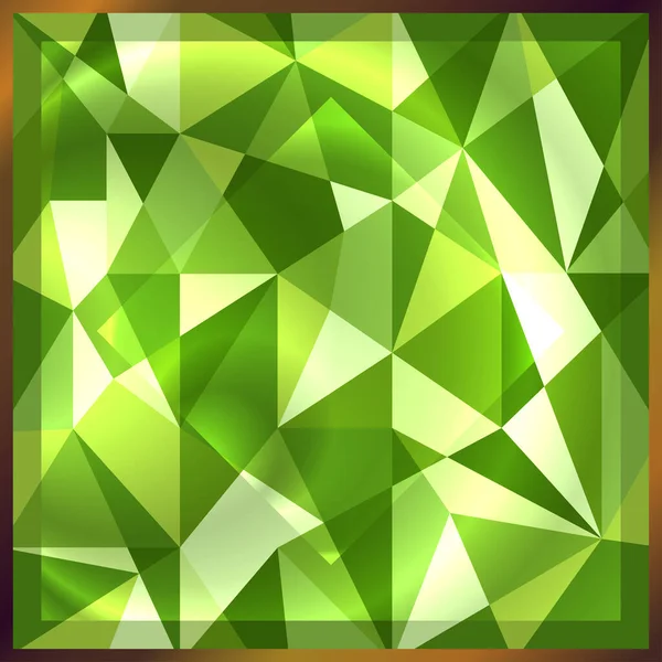 Quadratischer Grüner Smaragd Goldenem Rahmen Glänzend Edlen Edelstein Hintergrund Abstrakt — Stockvektor