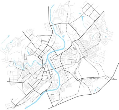 Orel şehir haritası. Kasabanın caddeleri planda. Yol şemasının haritası. Kentsel çevre, mimari altyapı. Vektör