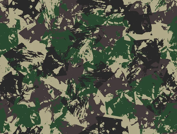 Grunge Camouflage Modern Modedesign Smutsiga Penseldrag Kamouflagemönster Arméuniform Fashionabla Tyger — Stock vektor