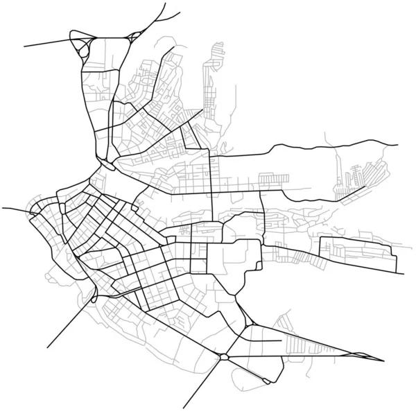 Irkutsk City Map Line Scheme Roads Town Streets Plan Urban — Stock Vector