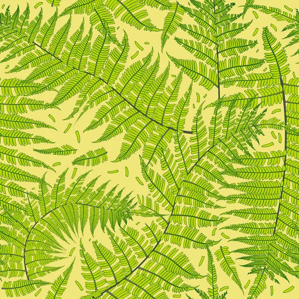 Fern Növény Levél Zökkenőmentes Minta Trópusi Ágak Botanikai Motívum Textúra — Stock Vector