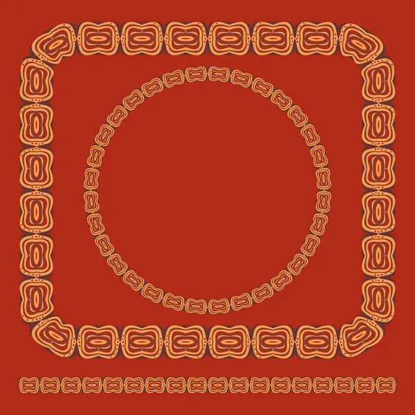 Cadre Ethnique Rond Rectangulaire Éléments Design Style Africain Tribal Dessinés — Image vectorielle