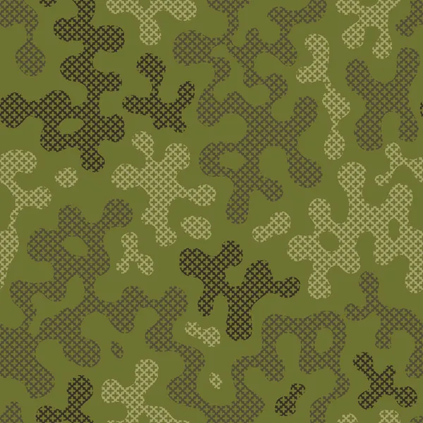 Patrón Punto Cruz Verde Camuflaje Sin Costuras Para Diseño Textura — Archivo Imágenes Vectoriales
