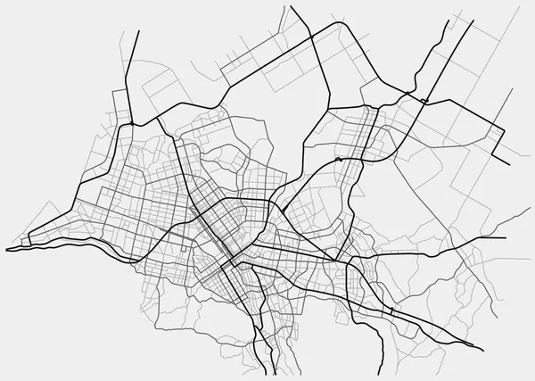 Sapporo City Map Japan Town Streets Plan Monochrome Line Map — Stock Vector