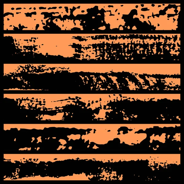 Jeu Coups Pinceau Grunge Bords Peinture Bordures Encre Pinceau Noir — Image vectorielle