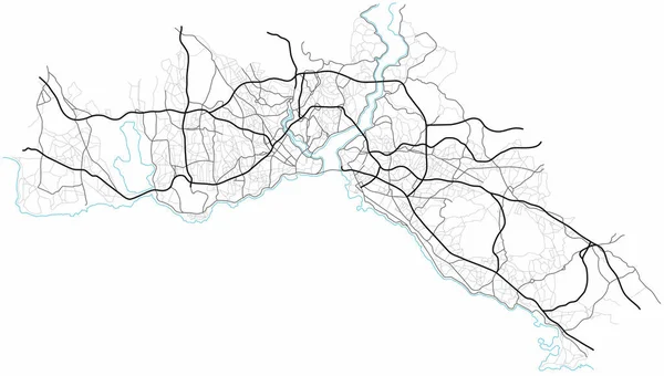 伊斯坦布尔城市地图 土耳其 城镇街道上的计划 公路方案的单色线路图 城市环境 建筑背景 — 图库矢量图片