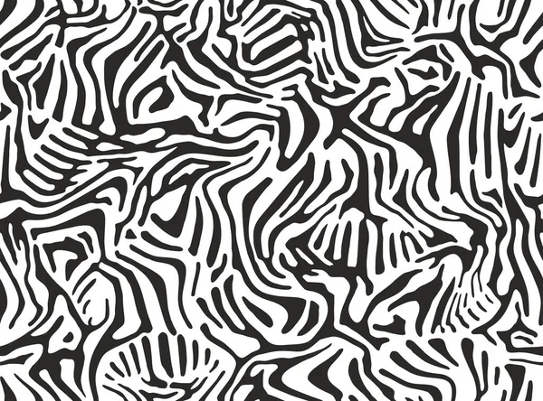 Patrón Sin Costuras Rayas Abstractas Blanco Negro Textura Piel Cebra — Archivo Imágenes Vectoriales