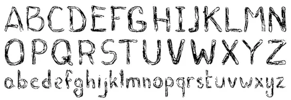 Письмовий Алфавіт Написання Чорнильних Пензлів Абетка Латинського Алфавіту Гранжевий Шрифт — стоковий вектор