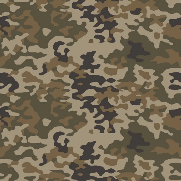 Camouflage Woodland Motif Sans Couture Fond Camouflage Formes Ondulées Courbes — Image vectorielle