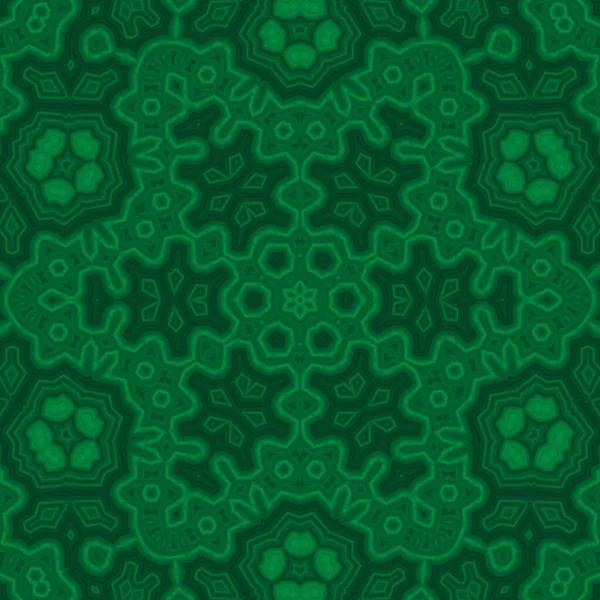 Grüner Abstrakter Kaleidoskop Hintergrund Geometrische Mosaikkulisse Mandala Textur Dekoratives Konzentrisches — Stockfoto