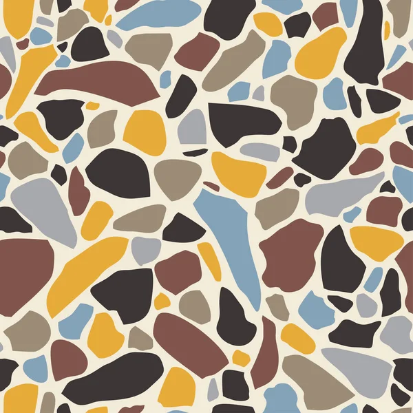 Terrazzo Pavimentazione Modello Senza Soluzione Continuità Mosaico Pietra Realizzato Ciottoli — Vettoriale Stock