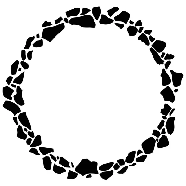 Terrazzoラウンドフレーム テキストのための空のスペース 黒石で作られた抽象的な円形の境界 モノクロームの背景 ベクターイラスト — ストックベクタ
