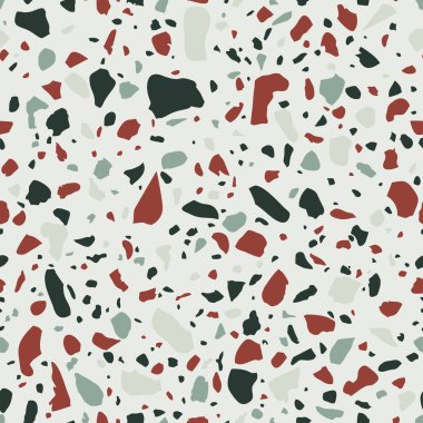 Terrazzo döşeme. Granito cam döşemeleri, doğal taş, kuvars, mermer cips, çimento ve beton. Art deco ve modern tasarım. Mutfak vintage yüzeyleri. Soyut, pürüzsüz desen. Vektör