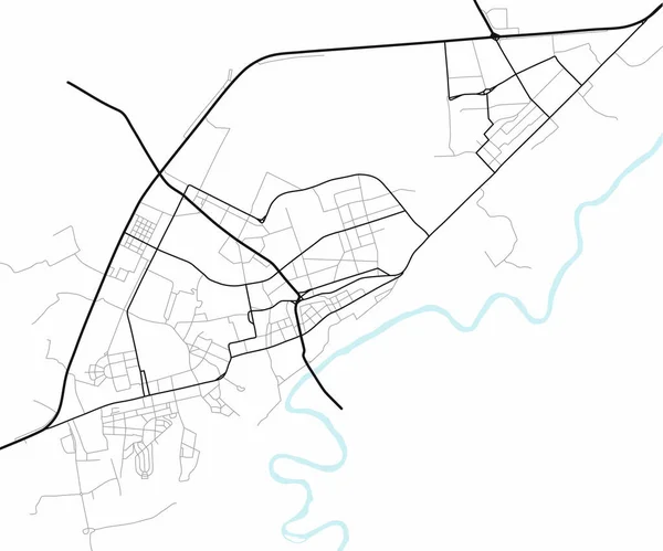 Abstrakte Stadtkarte Mit Linien Und Straßen Vektor Schwarz Weiß Stadtplanung — Stockvektor