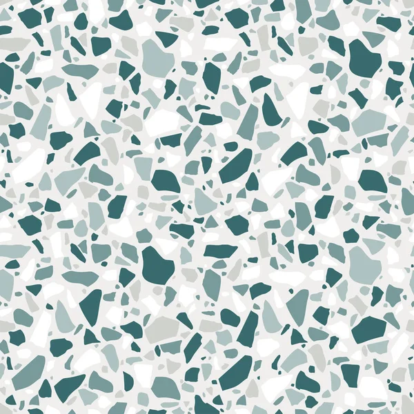 Nahtloses Terrazzo Muster Weiße Und Grüne Marmorglashintergrund Farbige Mosaikfliesen Steinkunst — Stockvektor