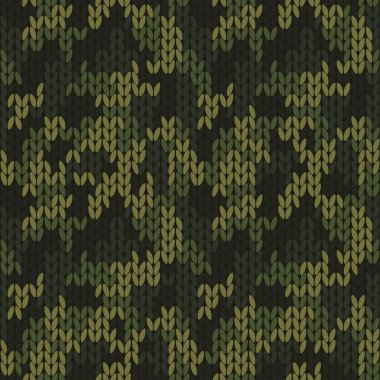 Askeri dekoratif kamuflaj yüksek detay ile örülmüş kumaş dokusu. Vektör koyu renk haki yeşil kamuflajsız desen.