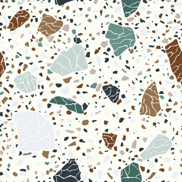 Textúra Terrazzo Padló Elvont Színes Zökkenőmentes Minta Márvány Csempe Felülete — Stock Vector