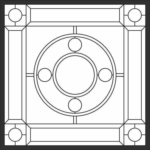 Witraże Kwadratowej Ramie Okna Suficie Kwadratowej Ramie Symetryczna Kompozycja Panel — Wektor stockowy