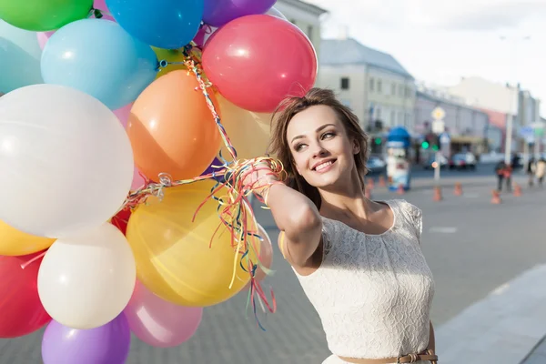 Donna con palloncini — Foto Stock