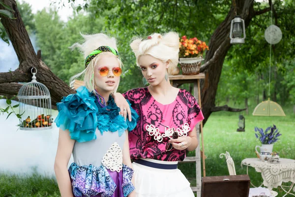 Portrait of romantic women in fairy forest — Stock Photo, Image