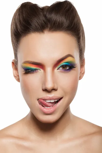 Regenboog make-up — Stockfoto