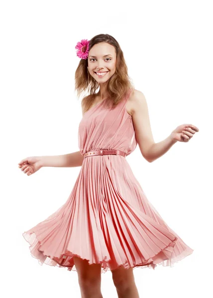 Jovencita en vestido rosa —  Fotos de Stock