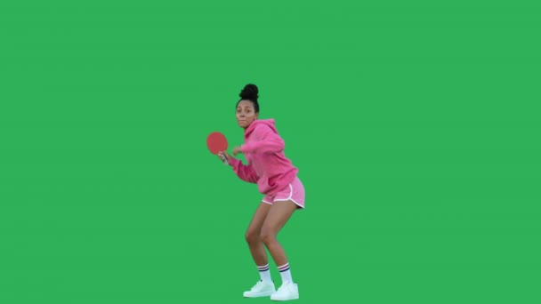 黑人女子乒乓球选手 — 图库视频影像