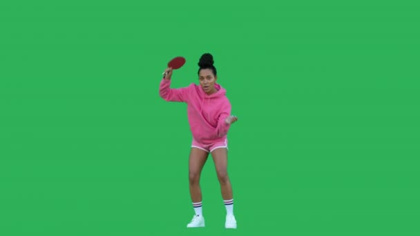 Czarna kobieta tenisistka stołowa — Wideo stockowe