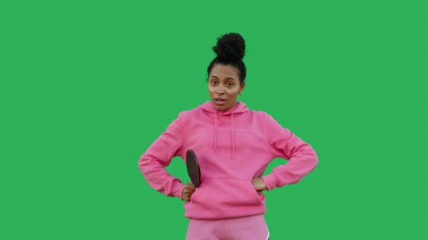黒人女性卓球選手 — ストック動画