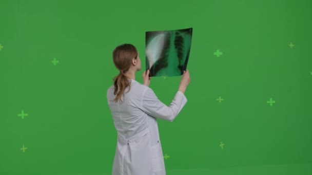 Young professional woman doctor examining an x-ray — Stock Video