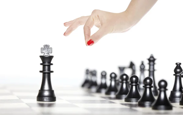 Chess figures - strategy and leadership concept — Stock Photo, Image