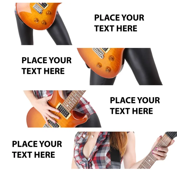 Lány a gitár bannerek — Stock Fotó
