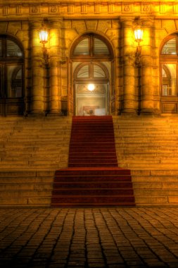 rudolfinum giriş gece manzarası. Prague, Çek Cumhuriyeti, Avrupa