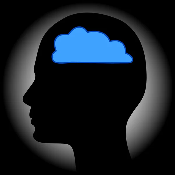 Silhouettes of head with technical gear. Information technology business concept — Stock Photo, Image