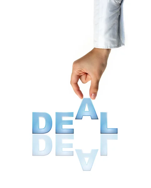 Hand en word Deal - bedrijfsconcept (geïsoleerd op witte achtergrond) — Stockfoto